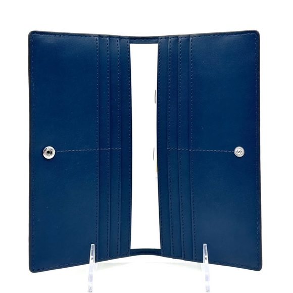 Michael Kors Reed Large Snap Bifold Wallet Navy Blue - Picture 5 of 8